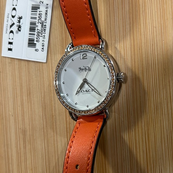 Coach Delancey Watch With 36mm White Face & Orange Leather Band - Picture 3 of 7
